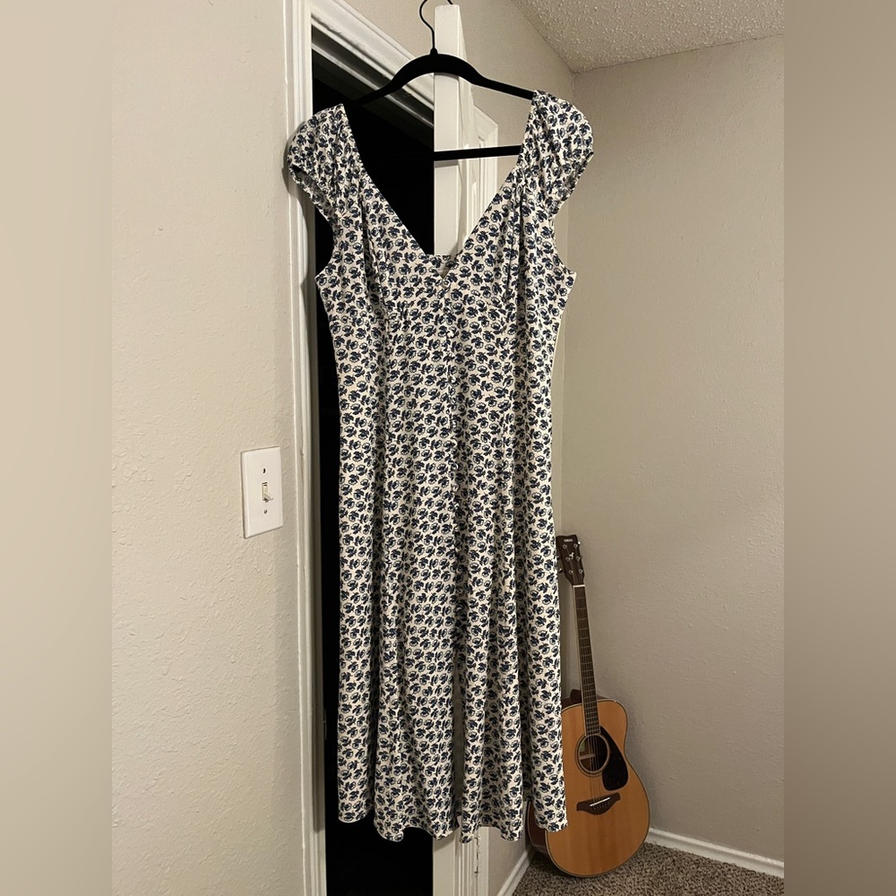 Wayf Blue and White Floral Dress